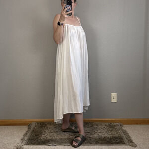 BuleBOO Womens Lola Largo Midi Swing Flowy Dress One Size White Rayon Handmade